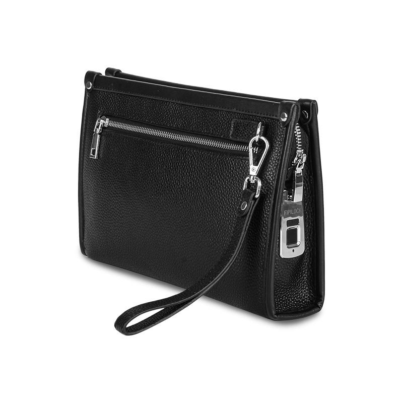 Bolsas masculinas Fipilock, carteira de grande capacidade com impressão digital, bolsa de couro de alta qualidade para homens, carteira com fecho de impressão digital para negócios_voghion.com