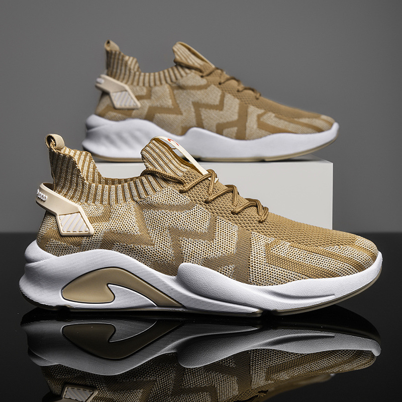 Unbeatable Quality Sports Men, Spring 2025 New Korean Version Men's Running Shoes, Fly Woven Breathable Socks, Trendy Shoes For Men_voghion.com