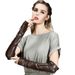 Long Sheepskin Gloves For Women Arm Covers Driving Winter Fleece Lined Warm Korean Style Extended Half Finger Over Elbow_voghion.com