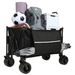 Collapsible Foldable Extended Wagon With Canopy,480lbs Weight Capacity, Heavy Duty Folding Utility Garden Cart With Big All-Terrain Beach Wheels & Drink Holders,Side Pocket And Brakes ,mosquito Net_voghion.com