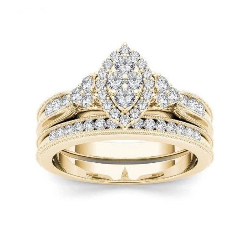 Mifeiya Hochzeit Verlobung Liebhaber Ring Set Bling Iced Out Geometrische AAA Cubic Zirkon Kristall Ring Für Paar Frauen Men226_voghion.com
