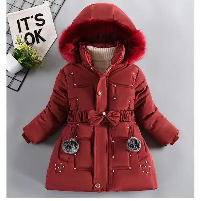Vêtements pour enfants manteau d'hiver pour enfants avec polaire manteau épaissi grand enfant moyen long petite fille coton_voghion.com