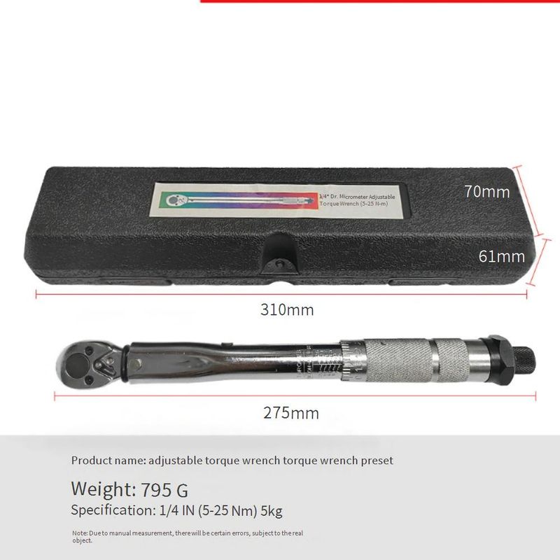 Håndverktøy Spesialtilbud Varmt salg Forhåndsinnstilt justerbar momentnøkkel MOMINTØKKEL Momentnøkkel 1/4" 5 25NM_voghion.com