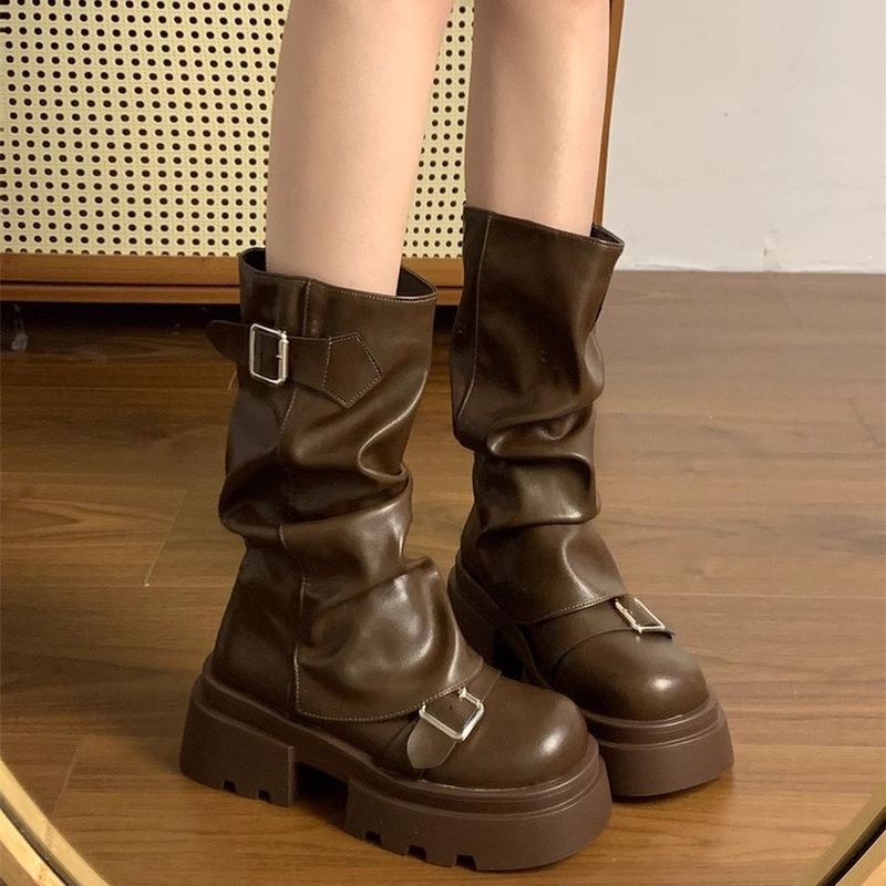 British-style Retro Dr. Martens Boots For Women, 2025 New Mid-calf Ankle Boots_voghion.com