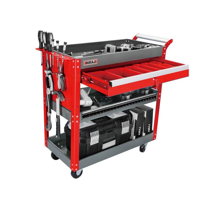 Carrello portautensili per impieghi gravosi su ruote, 200 kg, carrello portautensili meccanico con cassetti, carrelli di servizio industriali con cassetti e sistema di bloccaggio_voghion.com