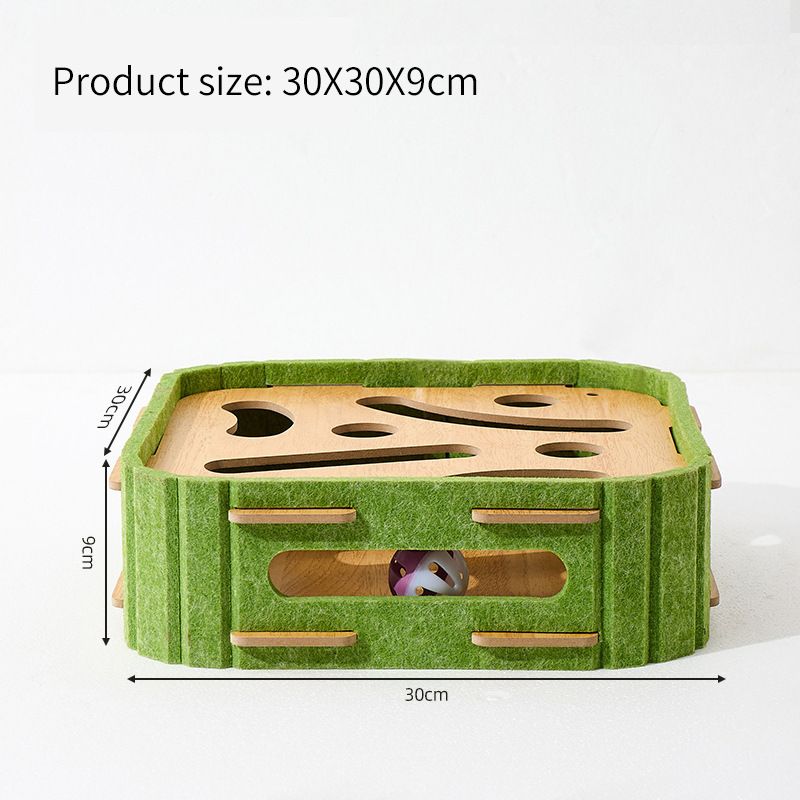 Toy Teaser Wand Self-Entertainment Gadget With Feather Cat Scratching Post Durable Rotating Ball Water Wood_voghion.com