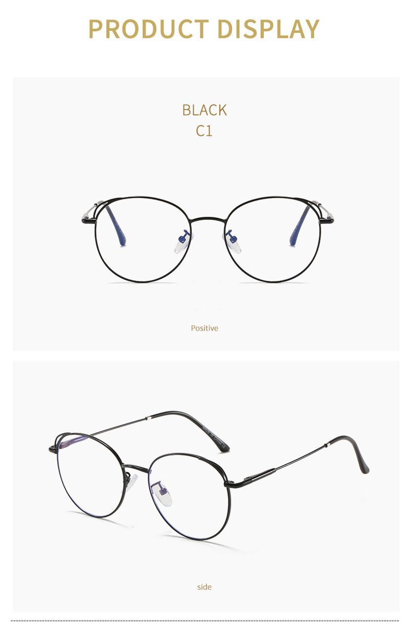 Men's and women's metal ultra-light anti-blue light men's and women's frame glasses round frame_voghion.com