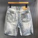 Herrenbekleidung Neue Jeansshorts mit Sternenhimmel-Muster Herren-Sommermode Lässige Straight Tube Fashion Brand Retro-Shorts_voghion.com