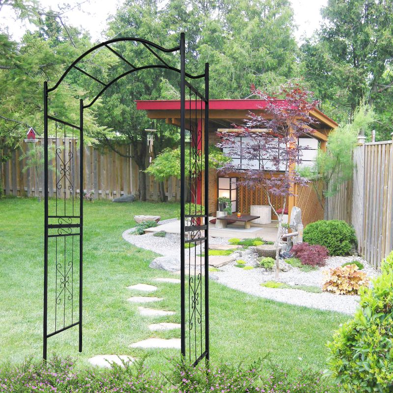 Metal Garden Arch Garden Arbor Trellis Climbing Plants Support Arch Outdoor Arch Wedding Arch Party Events Archway Black_voghion.com