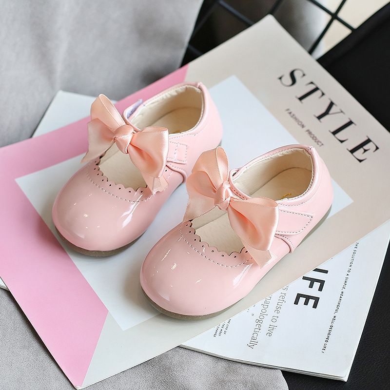 Candy Farbe Kleine Leder Weiche Sohle Frühling Neue Koreanische Stil Großen Bogen Kleine Prinzessin Kinder Schuhe_voghion.com