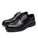 Spring Summer Brogue Formal Business Dress Men's Pointed Black Leather Shoes 2023_voghion.com