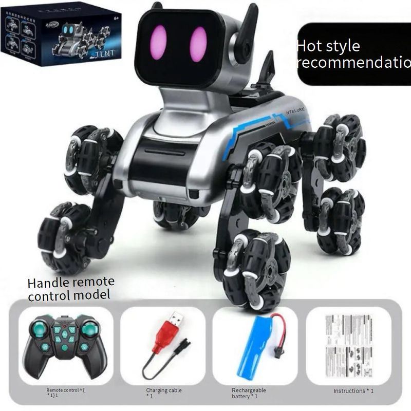 Smart Toys Eight Wheeled Stunt Mechanical Dog Remote Control Toy Gesture Sensing Climbing Deformation Electric Children's Intelligent Robot Dog_voghion.com