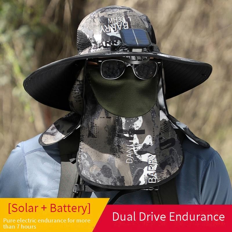 Chapeau de ventilation SolarFlow Pro - Ventilateur solaire intégré et batterie 5000 mAh (protection intégrale UPF 50+, réglable pour grosse tête 58-65 cm)_voghion.com