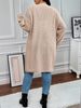 Oversized Longline Cardigan With Pockets – Relaxed V-Neck Open Front Knit Coat (Beige, Black, Brown, 0XL-3XL)_voghion.com