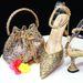 Scarpe alla moda classiche con punta argentata per le donne, con tacco a calice di vino, borsa a secchiello con diamanti colorati, taglia grande 41 42 43_voghion.com