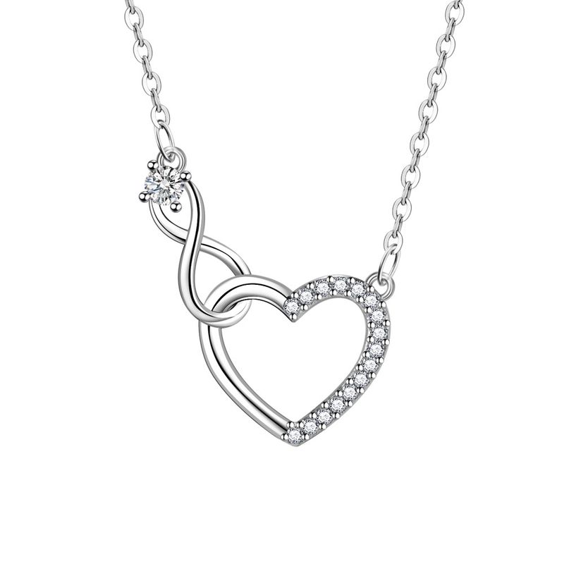 Halskette mit Anhänger „Unendliche Liebe“ zum Valentinstag, Damenring, Herz, Zirkonia, Schlüsselbeinkette, modischer Anhänger „Endlose Liebe“, einfaches Geschenk zum Valentinstag_voghion.com