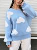 Oversize-Pullover mit Wolkenmuster – Weicher und stylischer Pullover für Damen (S-L, Blau)_voghion.com