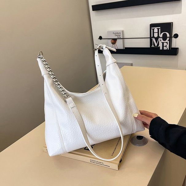 Hong Kong Purchasing Genuine Leather Underarm 2025 New Fashion Single Shoulder Chain Tote Stylish Bag For Work Commute_voghion.com