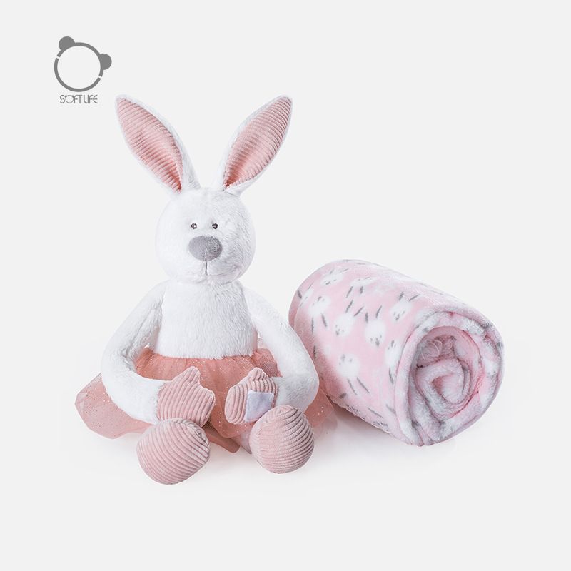 Stuffed Animals Soft Life Cute Pink Rabbit Blanket To Sleep With Comfort Plush Toy Wearing Skirt Rabbit Doll_voghion.com