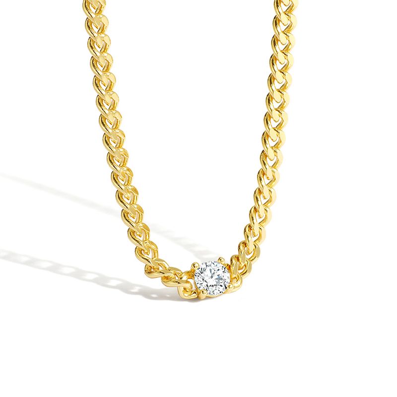 Collana con catena cubana lunga a strati in stile INS placcata oro rame N0041 con zirconi intarsiati e spessi_voghion.com