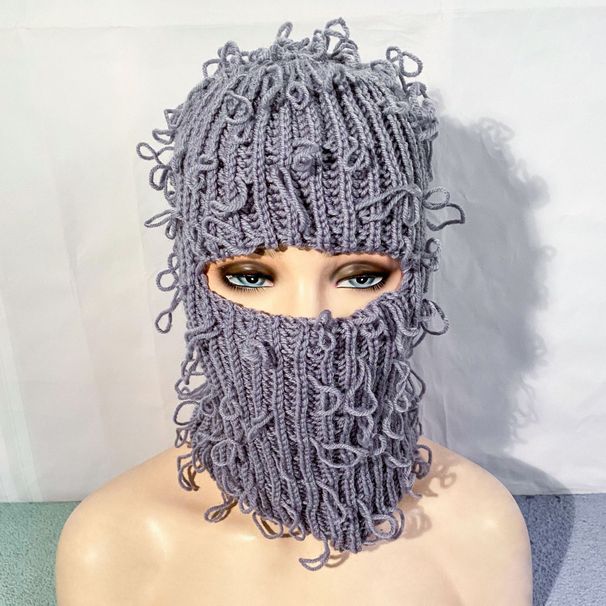 Balaclava ski hat Halloween funny black coil hat handmade old wool mask_voghion.com