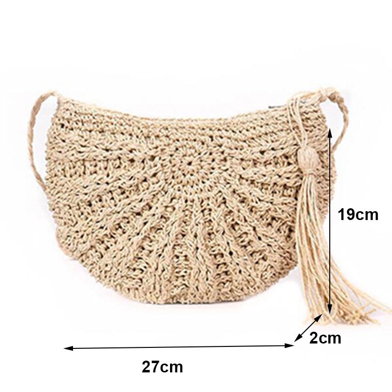 Yogodlns Neue halbrunde Strohtaschen für Frauen Sommer Strand Rattan Tasche handgefertigt gewebt Halbmond Crossbody Handtaschen Bohemia_voghion.com