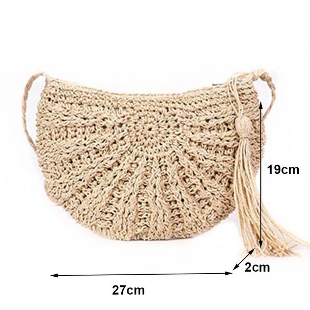 Yogodlns Neue halbrunde Strohtaschen für Frauen Sommer Strand Rattan Tasche handgefertigt gewebt Halbmond Crossbody Handtaschen Bohemia_voghion.com