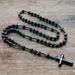 Vente chaude 6mm Lapis Lazuli Pierre Perle Hématite Pour Hommes Femmes Catholique Christ Chapelet Croix Pendentif Collier Dropshipping_voghion.com