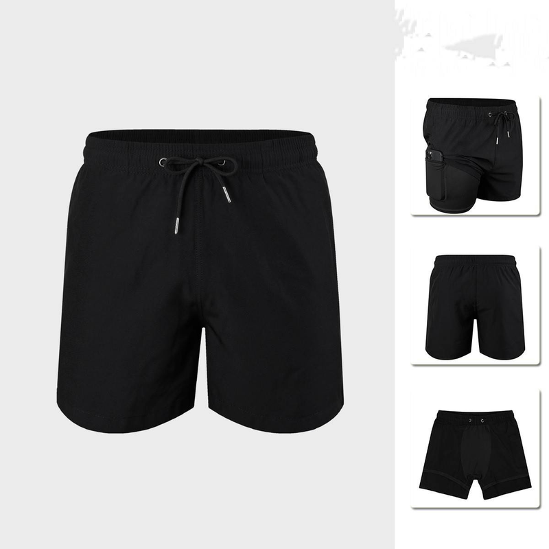 Men's Double Layer Swimming Trunks Loose Beach Pants For Hot Springs Men's Clothing_voghion.com