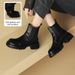Cameido Women's thick-soled boots, British-style chimney short boots for autumn and winter 2024, women's boots with fleece sleeves._voghion.com