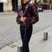 Trendy Women's PU Leather Jacket With Adjustable Cuffs, Retro Biker Style, Notched Lapel, Short Cropped Fit – Available In Wine Red, Classic Red_voghion.com