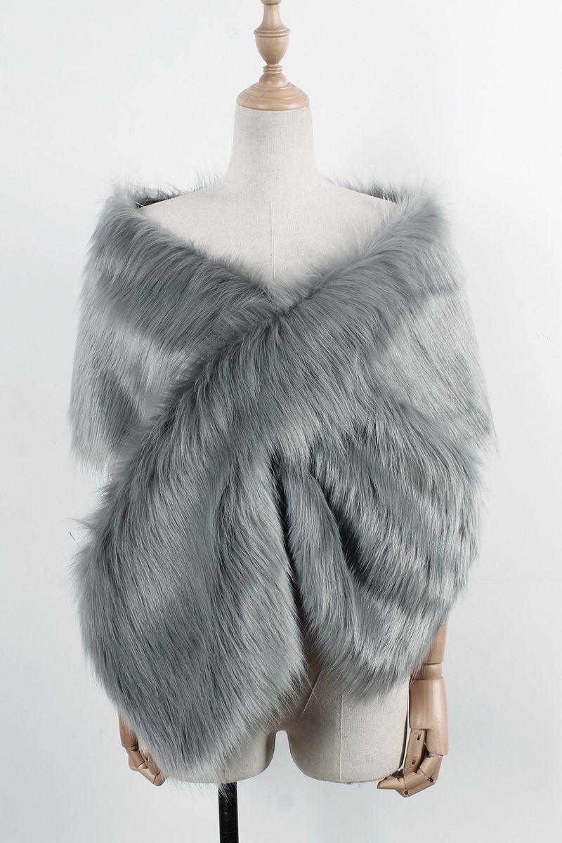 Châle en fausse fourrure automne et hiver nouveau style foulard multicolore écharpe de mariée dames hauts imitation manteau de fourrure de renard pour les femmes_voghion.com
