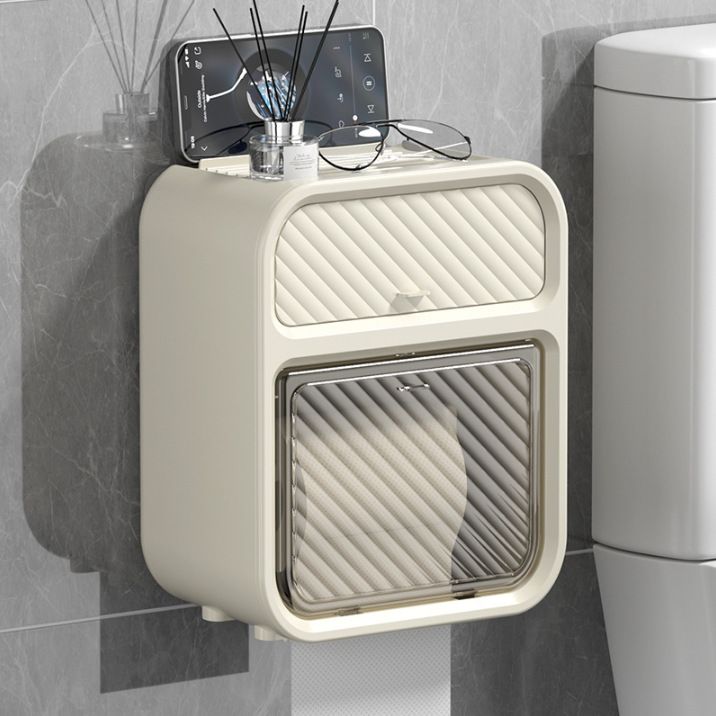 Scatola da bagno in stile crema, luce di lusso, scaffale da parete a doppio strato senza foratura per carta igienica e fazzoletti_voghion.com