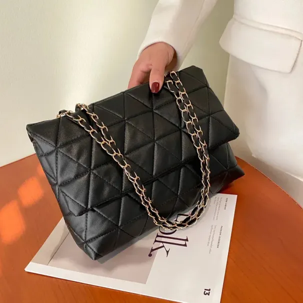 Embroidery Plaid Flap Shoulder Bag Casual Chain Strap Crossbody Bags For Women Commuting Daily Used 250529l_voghion.com