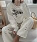 Korean Chic Winter Set – Oversized Letter Print Sweatshirt & High-Waist Drawstring Pants (XL, Charcoal Grey)_voghion.com