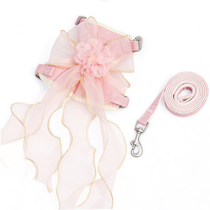 Guangying Geschirr-Leine-Set, Weste-Design, schützt die Haut, Schleife, niedliches Hundekleid, Welpen-Netzgeschirr, Welpenzubehör_voghion.com