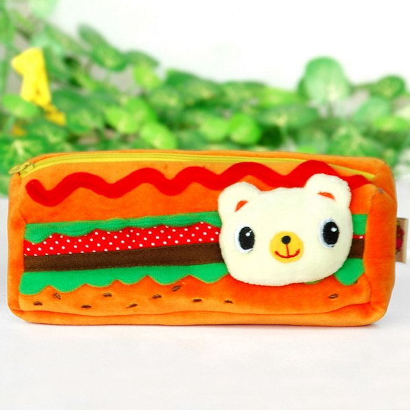 [Hamburger] Embroidered Applique Pencil Pouch Bag / Pencil Holder / Carrying Case (3.5*2.5*2.5)_voghion.com