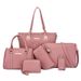 Handtasche-Set fir Fraen Einfarweg Lychee-Kärentasche Sechs Sätz Handtasche Schëllertasche mat grousser Kapazitéit Crossbody-Tasche_voghion.com
