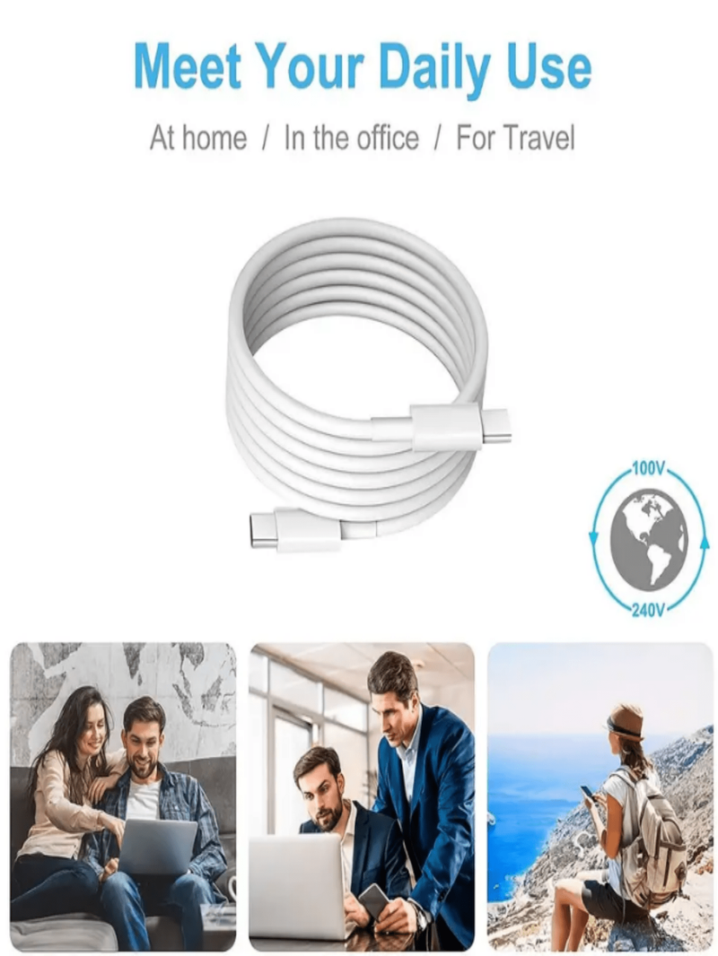 Balts USB-C uzlādes datu kabelis — 35 W ātrā uzlāde ar universālu saderību, ierobežota laika piedāvājums + bezmaksas piegāde_voghion.com