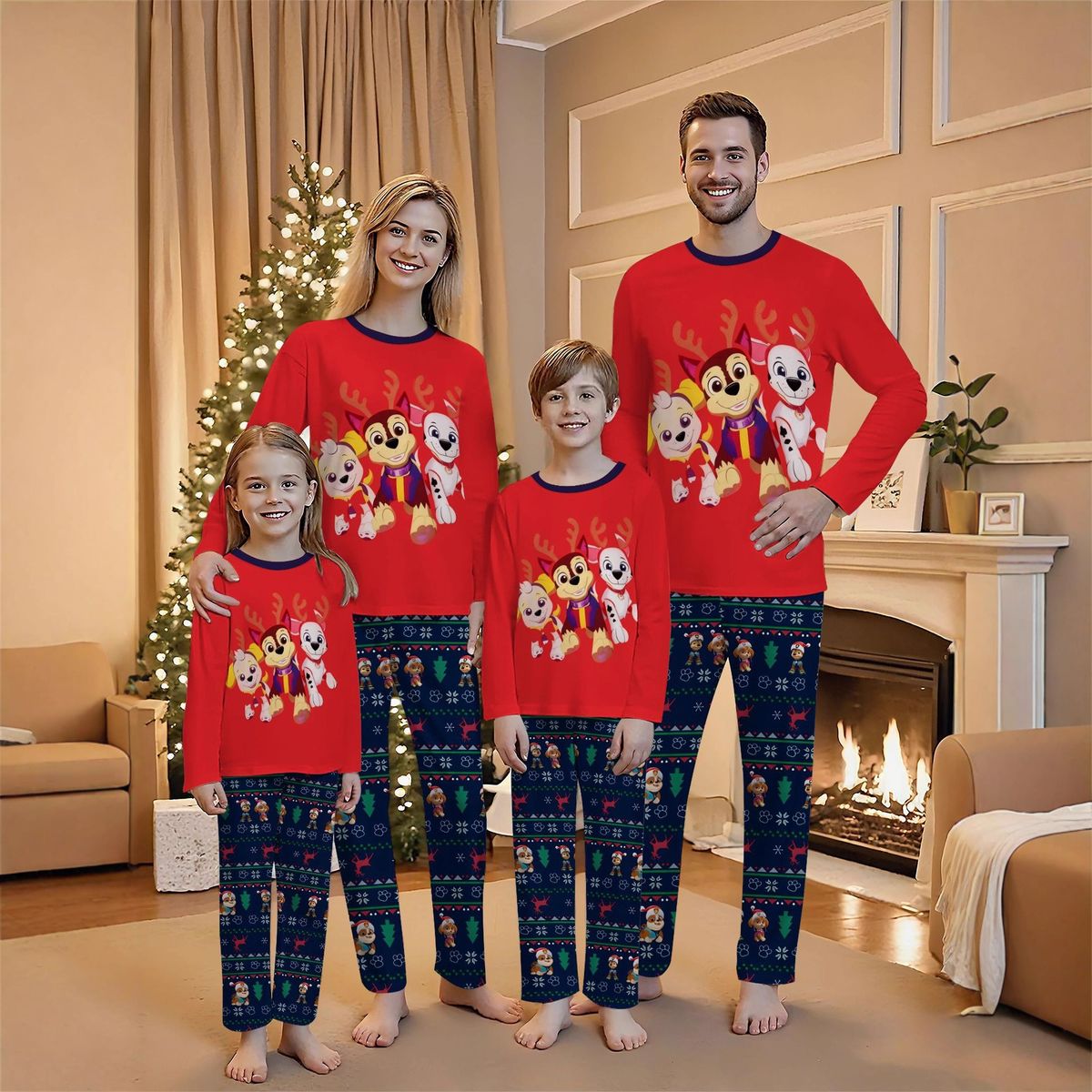 Tenues de Noël assorties pour toute la famille, imprimées en 3D : ensembles pull-over parent-enfant, manches longues et pantalons festifs, prêts pour les photos de fêtes._voghion.com