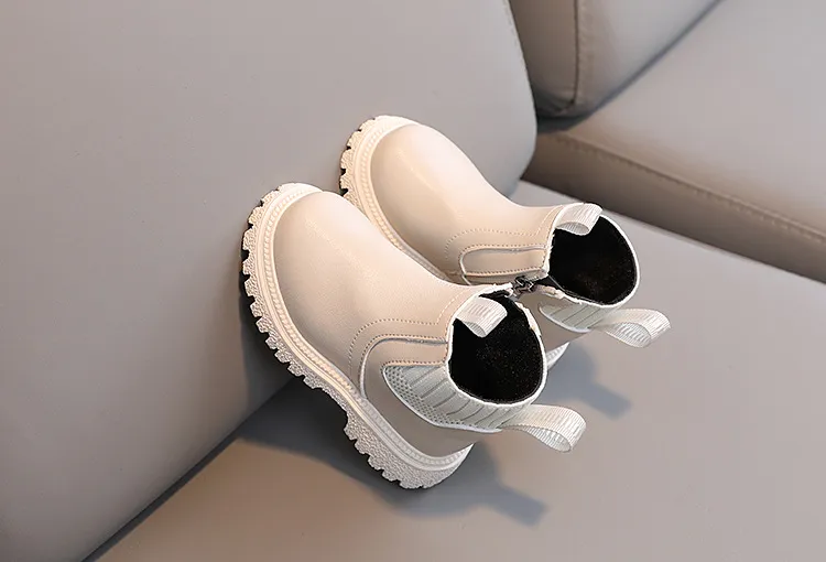 Child's shoes Boys' side zipper fashion Doc Martens girls' soft-soled fashion boots_voghion.com
