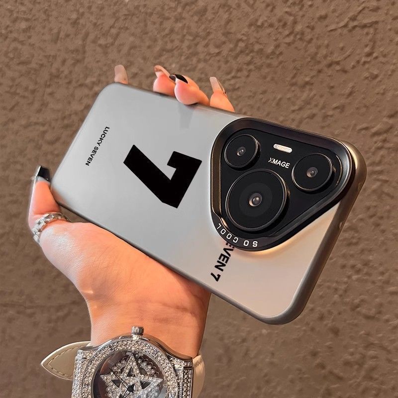 Numero 7 compatibile con iPhone 16 Pro Max Custodia per telefono per uomo e donna iPhone 15 argento 14/13 resistente allo sporco X Trendy_voghion.com