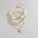 Fashion Ocean Style Alloy Starfish Pendant Shell Wax Thread Woven Bead Elastic Women's Anklet 7-Piece Set_voghion.com