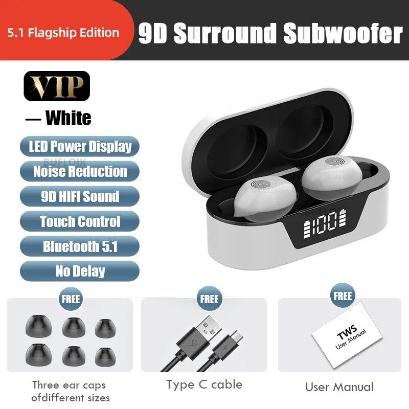 Bezdrátová náhlavní souprava Bluetooth s dotykovým ovládáním náhlavní souprava stereo sportovní vodotěsná náhlavní souprava Bluetooth 5.1 s mikrofonem_voghion.com