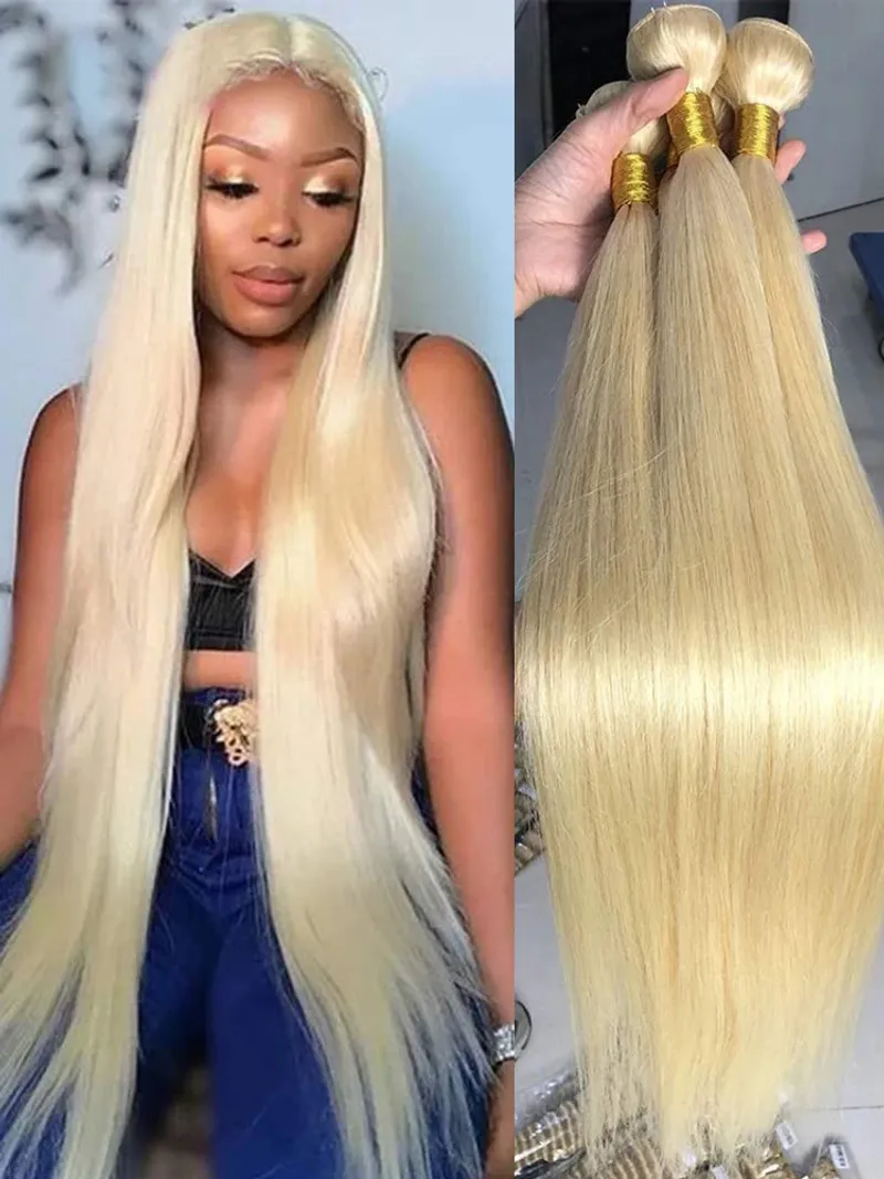 Blonde 613 Straight Human Hair Bundles Virgin Hair Extensions For Women Brazilian Hair Weave 3 Bundles Straight Hair Extensions_voghion.com