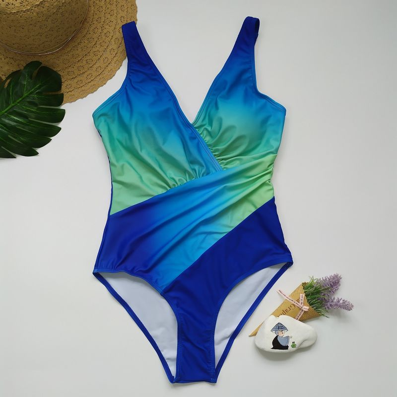 New One Piece Swimwear Women's 2023 Sexy Gradient Conservative Large Swimwear_voghion.com