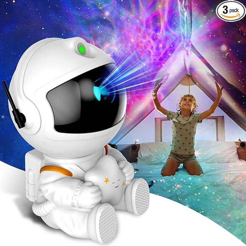 Astronaut Galaxieprojektor, Stärprojektor Galaxieliicht, Nuetsliicht fir Kanner, Niwwel-Deckenluucht mat LED, Raumdekoratioun mat Timer a Fernbedienung_voghion.com
