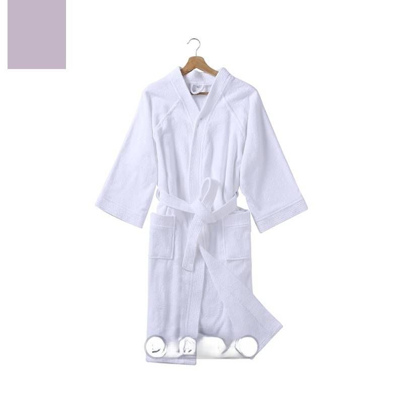 Bathrobe Pure Cotton Towel Material Multi Needle Solid Color Yukata Full Men's And Women's Pajamas Couple's Robe_voghion.com