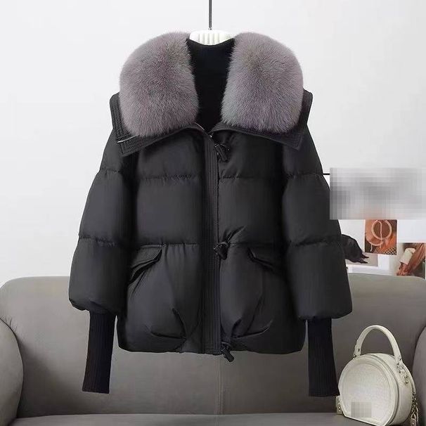 Stylish Winter Coat With Faux Fur Collar – Warm & Fluffy Short Puffer Jacket For Women, Loose Fit & Zip Closure, Perfect For Petite To Plus Size_voghion.com