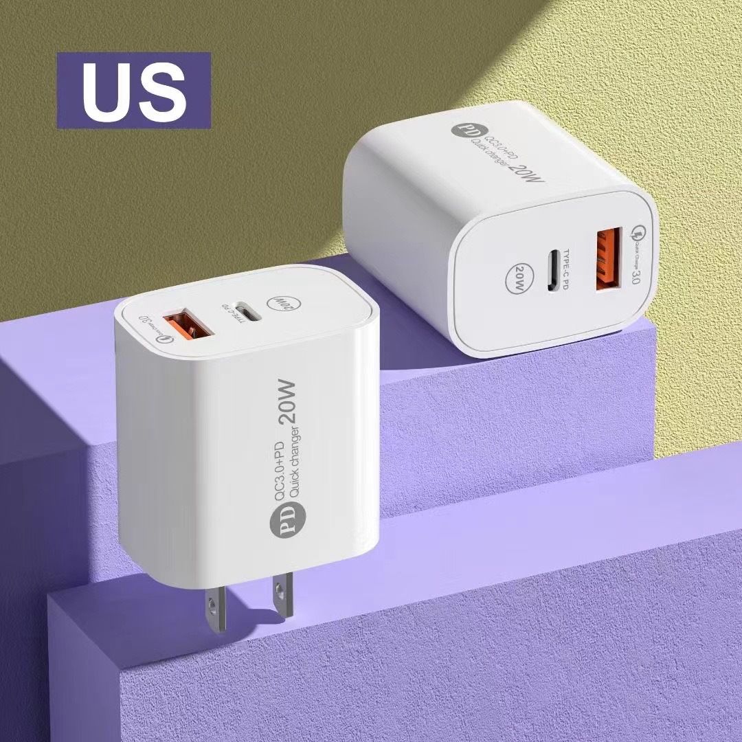 PD20W Europäischer und amerikanischer Standard, kleiner, dicker Dual-Port-A+C, geeignet für Android-Telefon-Ladekopf_voghion.com